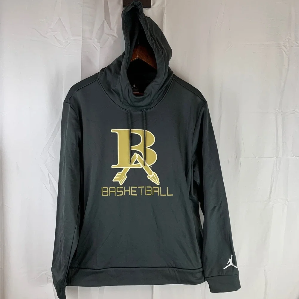 Broken Arrow Tigers Jordan Basketball Hoodie Mens Large Grey Therma-FIT Pullover